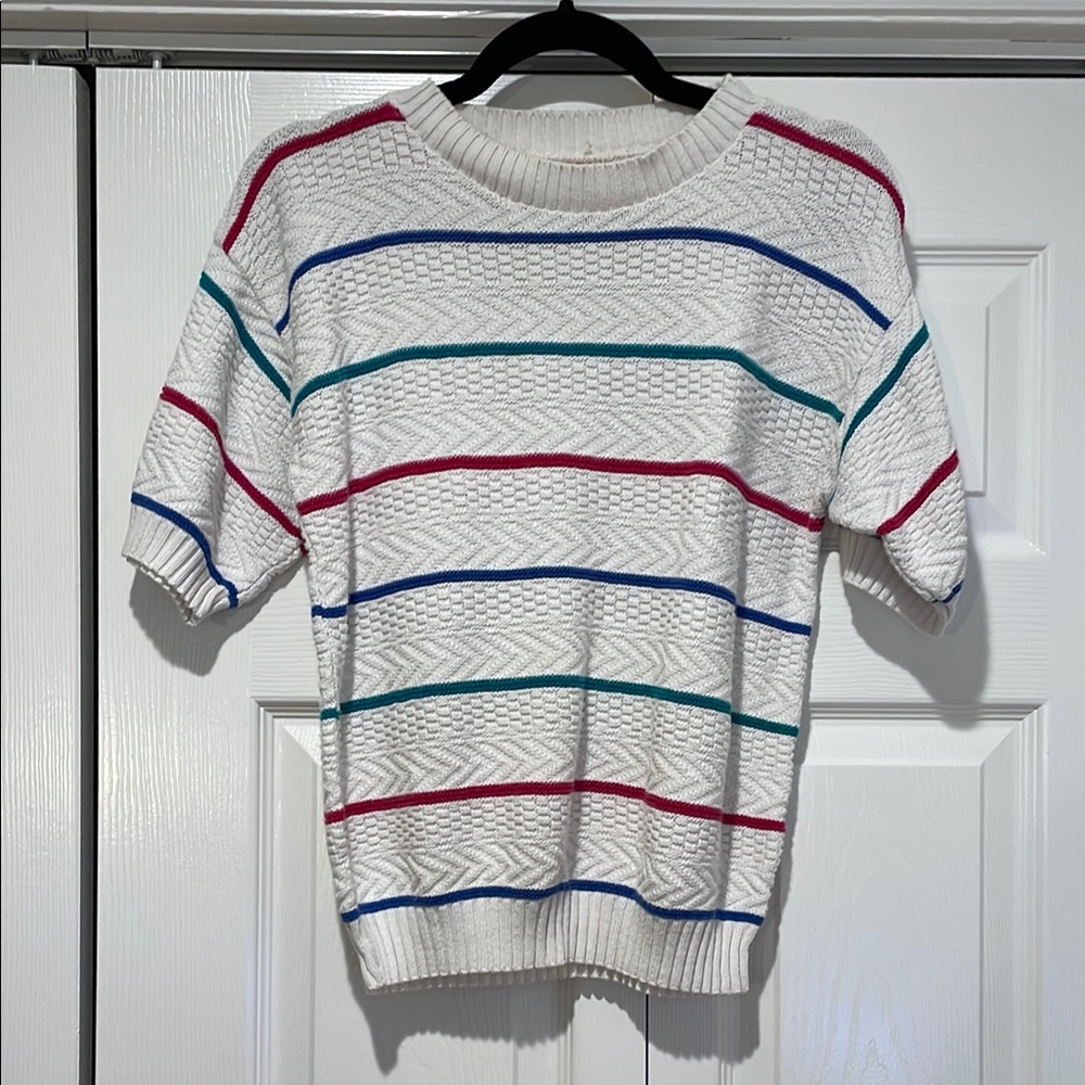 Vintage Unbranded Womens Striped Knit Sweater‎ Size M Y2K Preppy 90s Old Money